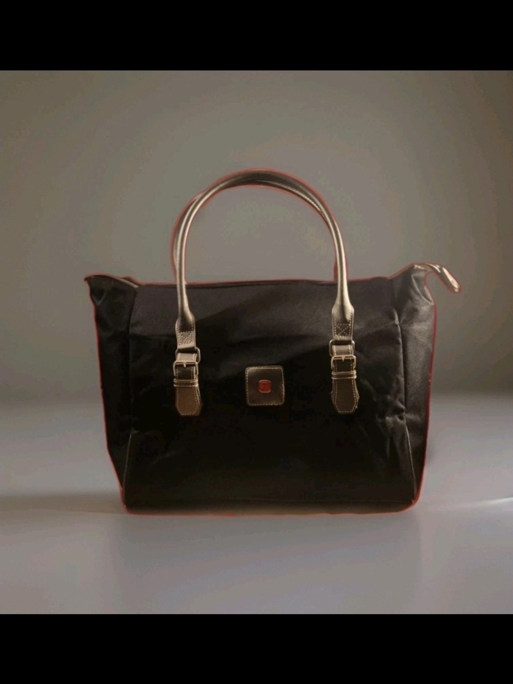 Vintage SwissGear Black Canvas Duffle Travel Bag Leather Trim Old Stock